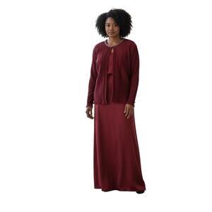 Cachet Elegant Burgundy Evening Set-dress and jacket Size 20W